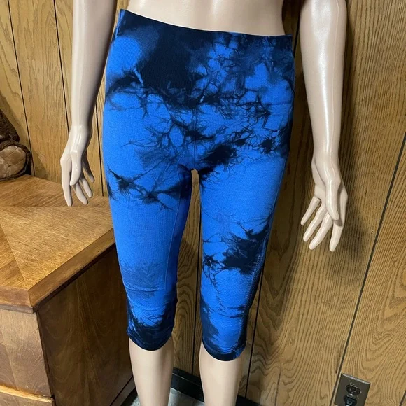 Lululemon" In the Flow Crop leggings black and blue-Size (6) - Picture 15 of 16
